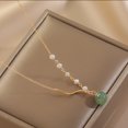 thumbnail image 4 of Collar de gargantilla para mujer, colgante de jade hetiano verde natural, regalo de cumpleaños de joyería de cadena de perlas de agua dulce con cuentas ajustables de riqueza de la suerte, 4 of 4