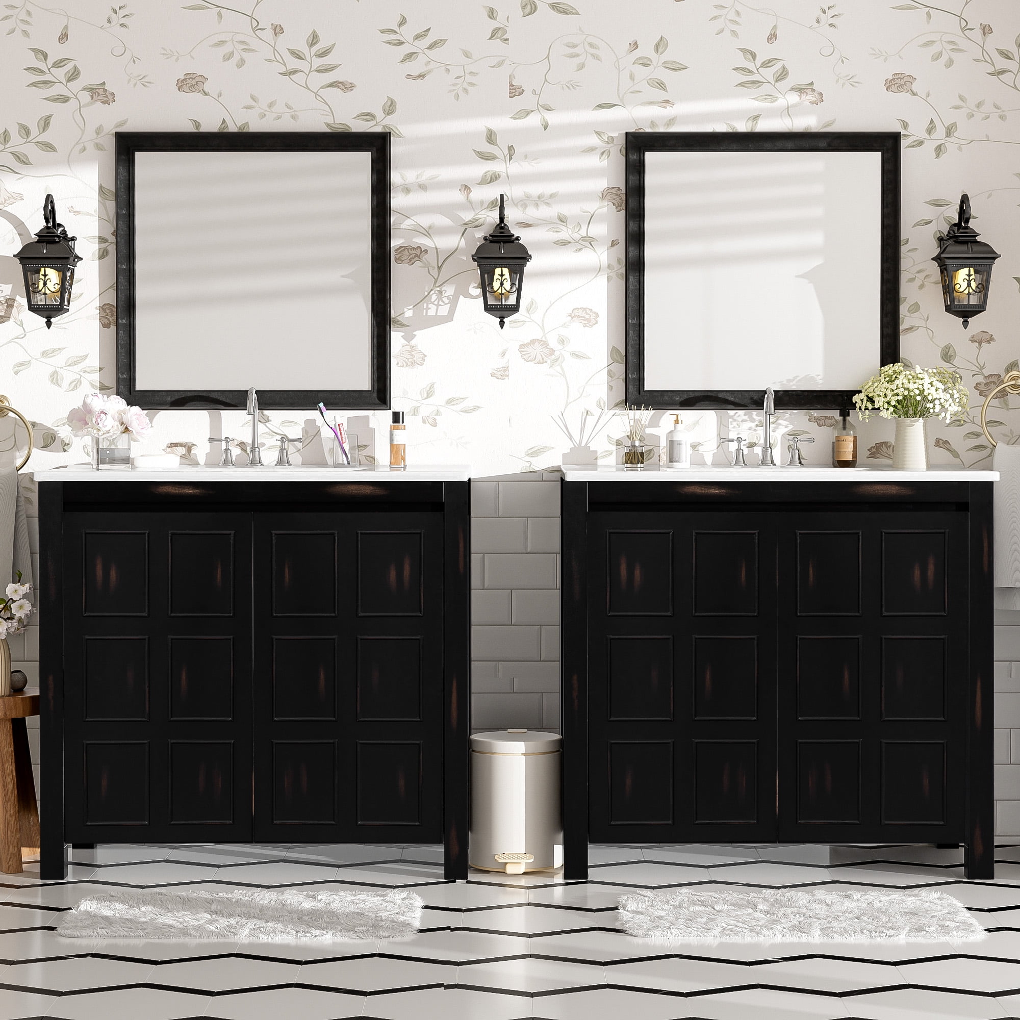 Harper & Bright Designs 72" Bathroom Vanity Set with Double Vanities, Bathroom Vanity Sink Combo with Soft-Close Doors & Adjustable Shelf, Espresso