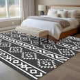 thumbnail image 4 of Black Boho Area Rugs 5'x7', Washable Small Throw Rugs for Laundry Room Playroom, Abstract Geometric Bohemia Ethnic Striped Indoor Outdoor Rug Non-Slip Low Pile Carpet Runner Reversible Floor Mats, 4 of 8