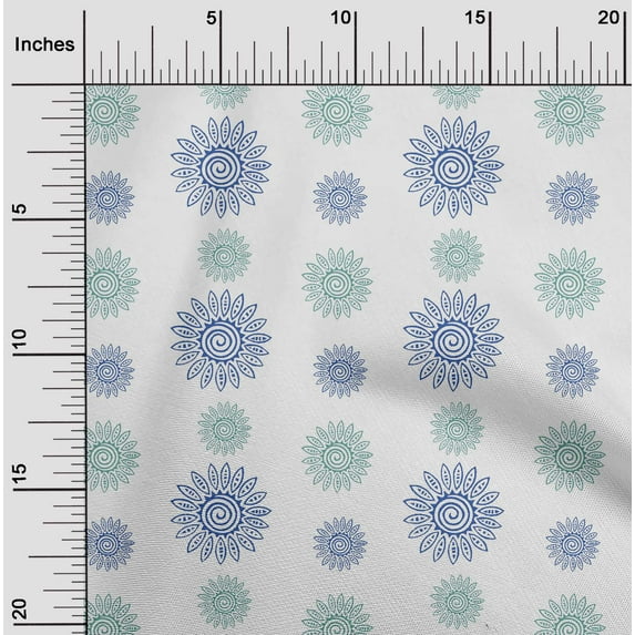 oneOone Polyester Lycra Fabric Spiral & Floral Block Print Fabric By The Yard 56 Inch Wide