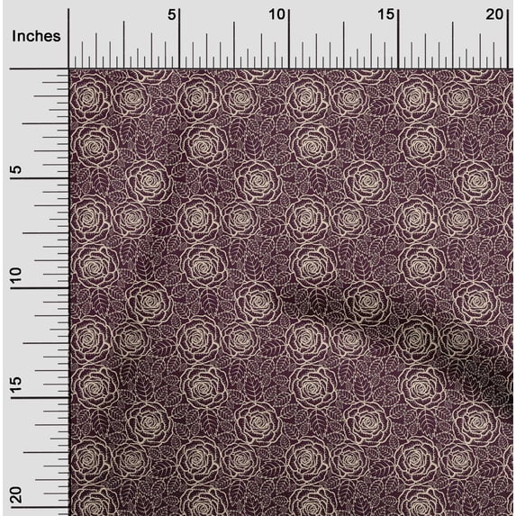 oneOone Cotton Silk Wine Fabric Leaves & Floral Artistic Quilting Supplies Print Sewing Fabric By The Yard 42 Inch Wide