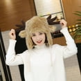 thumbnail image 3 of ZPAQI Winter Earmuffs Hat for Women Warm Thicken Faux Fleece Plush Hat Cute Antlers Horns Outdoor Skull Earflap Trapper Cap, 3 of 15