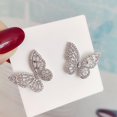 thumbnail image 2 of White 1 par de pendientes simétricos huecos de mariposa revoloteando pendientes de circonita, 2 of 2