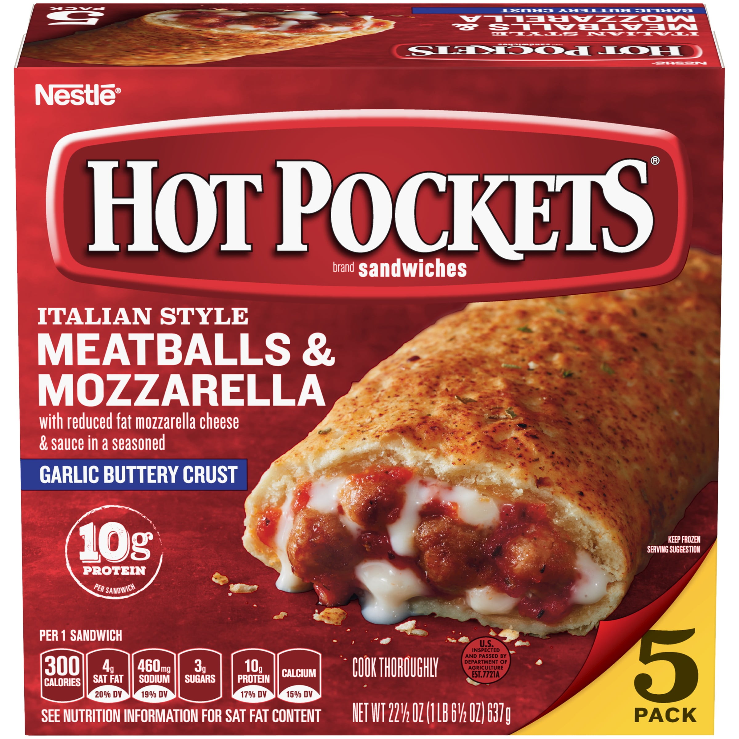 HOT POCKETS Italian Style Meatballs & Mozzarella Frozen Sandwiches 5 ct