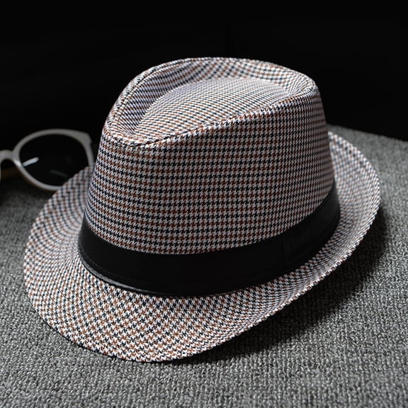 AirLoni Fedora Hat For Men And Women Foldable Adjustable Retro Wide Brim Jazz Hat British Sun Hat Travel Sun Hat Manhattan Hat Solid Color Coffee,One Size
