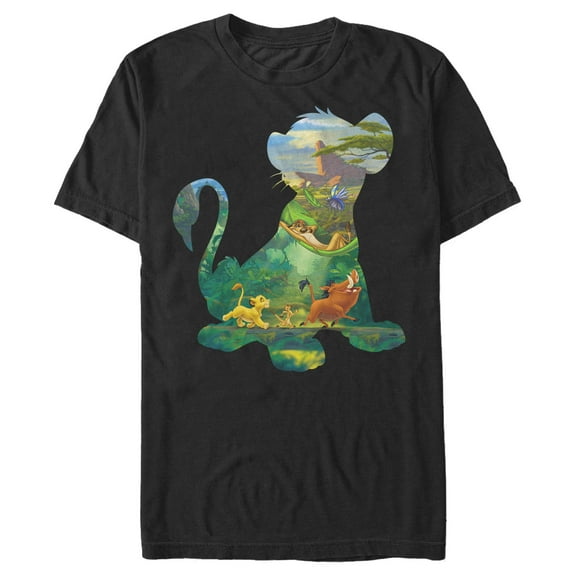 Men's Lion King Simba Silhouette Pride Rock  Graphic Tee Black Small