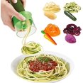 thumbnail image 2 of Cortador de verduras en espiral, cortador en espiral de espaguetis de verduras, cortador manual de verduras para fideos de calabacín, tallarines, pepino, zanahoria, espagueti, pelador de verduras (verde) JM, 2 of 5