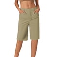 thumbnail image 3 of Knee Length Shorts for Women 2026 Summer Stretchy Straight Leg Dressy Casual Office Work Shorts with Pockets, 3 of 6