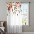 thumbnail image 4 of Pink Floral Sheer Curtains 63 Inches Long, Spring Pastoral Botanical Wildflowers Leaves Light Filering Curtains, Breathable Simi Curtain Privacy Drapes for Living Room Bedroom Window Treatment, 4 of 9