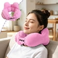 thumbnail image 2 of Press - to - Inflate Inflatable U - Shaped Neck Pillow, Portable Waterproof Travel Support Cushion, Firm Breathable Cozy PVC Material for Travel Office Rest,Pink, 2 of 6
