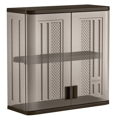 Suncast - Resin Single Shelf Garage Wall Storage Cabinet - Platinum