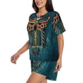thumbnail image 4 of Vsdgher Owl In Blue Pattern Womens Pajamas 2 Piece Short Sleeve Sleepwear Set,Summer Soft Pajamas Set Casual Lounge Sets, 2-Piece Pj -Medium, 4 of 8