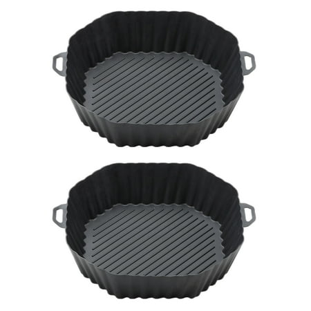 

2pcs Air Fryers Baking Tray with Handle Silicone Octagonal Oven Baking Tray for Bread Fried Chicn Pizza BPA Free Kitchen Tools