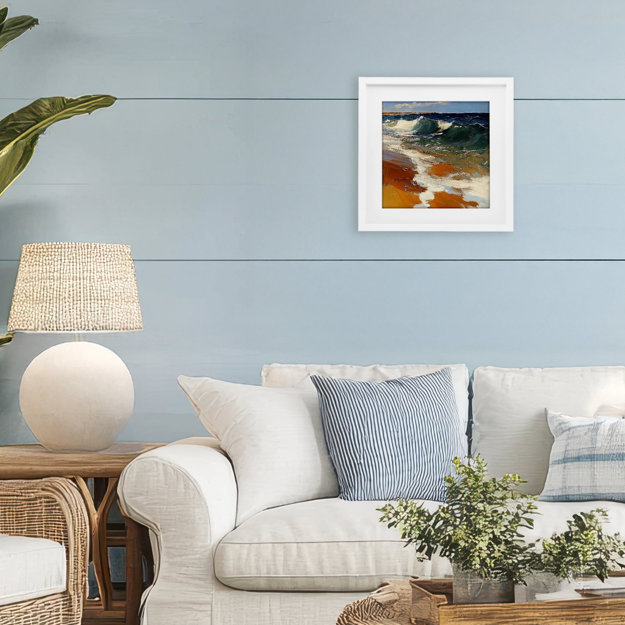 Stupell Industries Glassy Ocean Waves Break White Framed Print Under Glass, design by Walker Noble