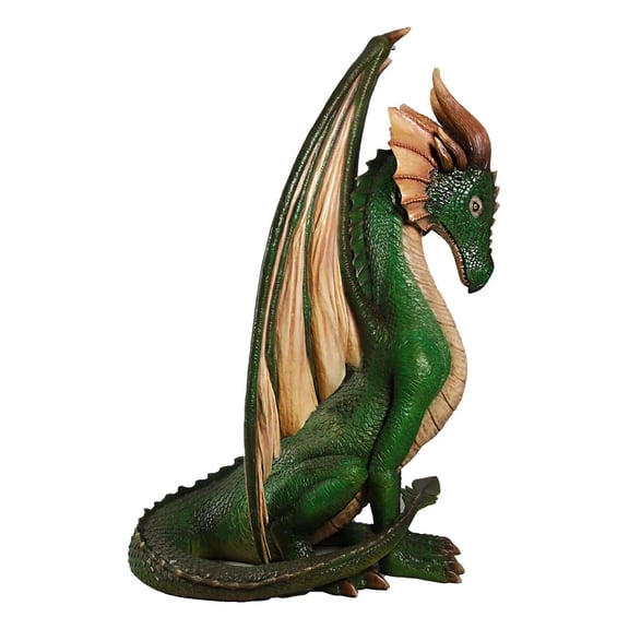 Large Green Dragon Sitting Life Size Statue