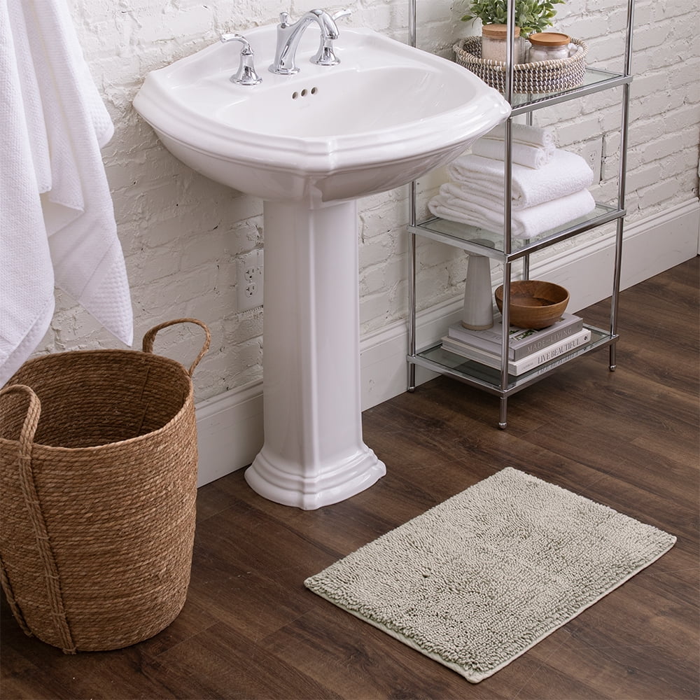Mohawk Home Classic Cotton Plush Stain/Fade Resistant Non-Slip Washable Bath Mat, Silver, 1' 5" X 2'