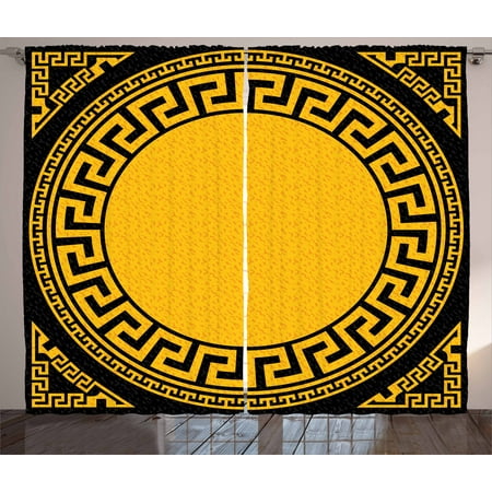 Greek Key Curtains 2 Panels Set Sun Inspired Big Circle With