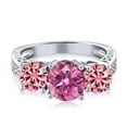 thumbnail image 2 of Gem Stone King 925 Sterling Silver Ring Pink Moissanite Moissanite Pink (2.20 Cttw), 2 of 4