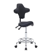 Ergonomic Saddle Stool with Folding Backrest – 360° Rolling & Height Adjustable Chair to Relieve Back and Knee Pain for Salon, Clinic, Tattoo Studio & Home Office.