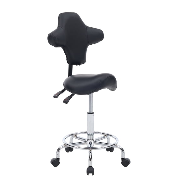 Saddle Stool Chair with Wheels,Ergonomic Swivel Rolling Height Adjustable for Salon Beauty Clinic Dentist Tattoo Home Office(Black)