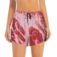 thumbnail image 2 of Rateoe Striped Meat Printed 2 in 1 Women's Workout Shorts for Athletic Gym Running Shorts with Phone Pockets-X-Large, 2 of 7
