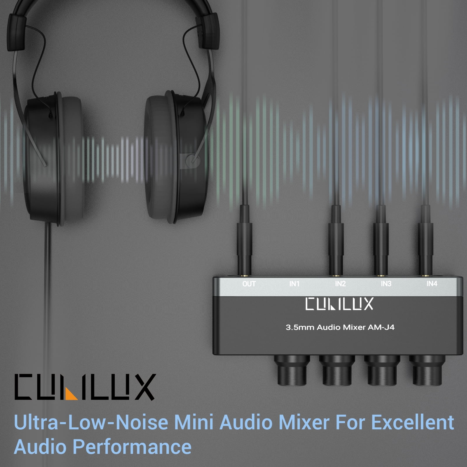 Cubilux 4-Channel Mini Audio Mixer with 3.5 mm TS/TRS Stereo Input, Aluminum Low-Noise Sub-Mixer for Guitars, Keyboards, Bass