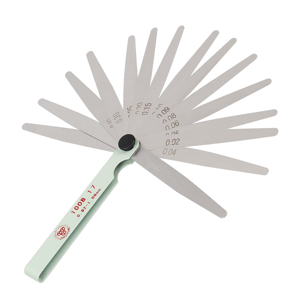 100mm 0.01- 1.0mm Thickness Metric Feeler Gauge 17 Blades Stainless Steel Gauge for Gap Valve Measure Tool ,Easy to Use