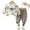 Mint Green, variant on Toddler Boys Casual Plaid Shirt and Pants Set Long Sleeve Button Down Top with Elastic Waist Trousers Outfit for Kids