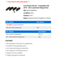 thumbnail image 2 of Front Brake Pad Set - Compatible with 2010 - 2012 Land Rover Range Rover 2011, 2 of 2