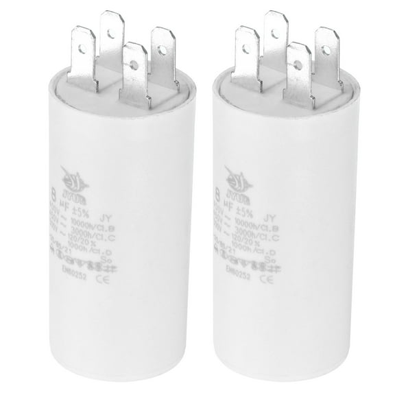 Uxcell CBB60 8uf Run Capacitor,2Pcs AC450V 4Pin Double Insert for Motor Star 62x30mm