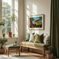 thumbnail image 2 of Beach Day - Painting Surfboard Beach Vintage Palm Tree Tropical Ocean Classic Car Oak Framed Wall Art Print 16 x 20 inches, 2 of 5