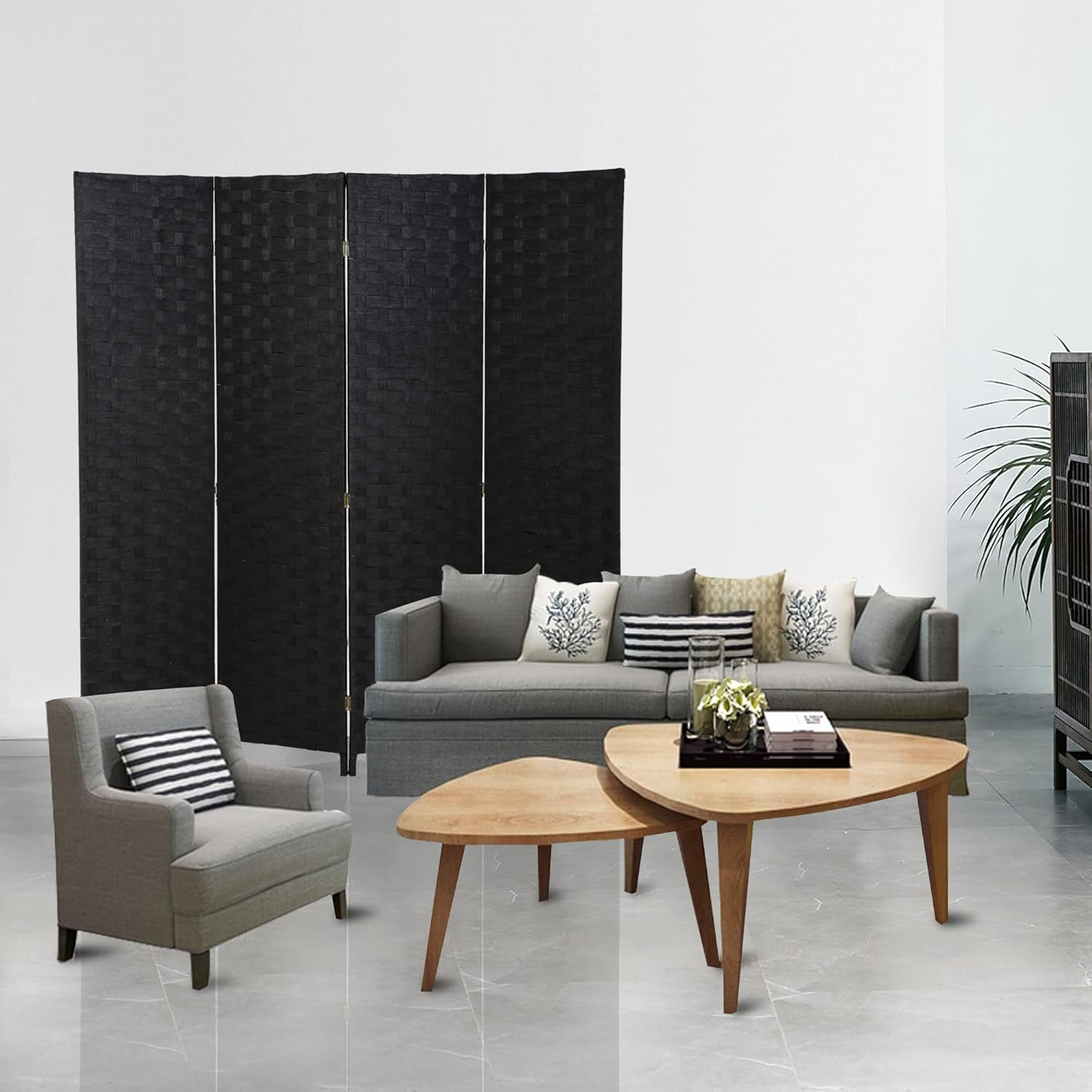 Room Dividers Folding Screens Privacy Screen Room Panel 4 Panel Partition Wall Tall Room Divider for Living Room Bedroom Study Portable Room Seperating Home Furniture Wall Dividers, Black