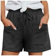 thumbnail image 2 of Casual Elastic Waist Shorts Pockets Pants Summer Women Loose Solid Plus Size Pants Chambray Shorts Women Denim Shorts for Women Workout Shorts Womens Scrunch High Waist Shorts Women Denim Short, 2 of 6