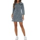 thumbnail image 2 of Vestido de mezclilla para mujer INSPIRE CHIC, con mangas 3/4, botones, mini vestido de camisa de mezclilla, tamaño S, color gris azul, 2 of 6