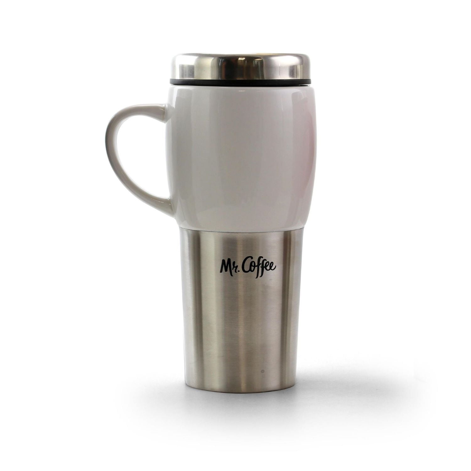 Mr Coffee White 16oz Ceramic Travel Mug