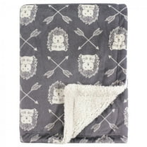 Hudson Baby Infant Boy Plush Blanket with Faux Shearling Back, Hedgehog, One Size