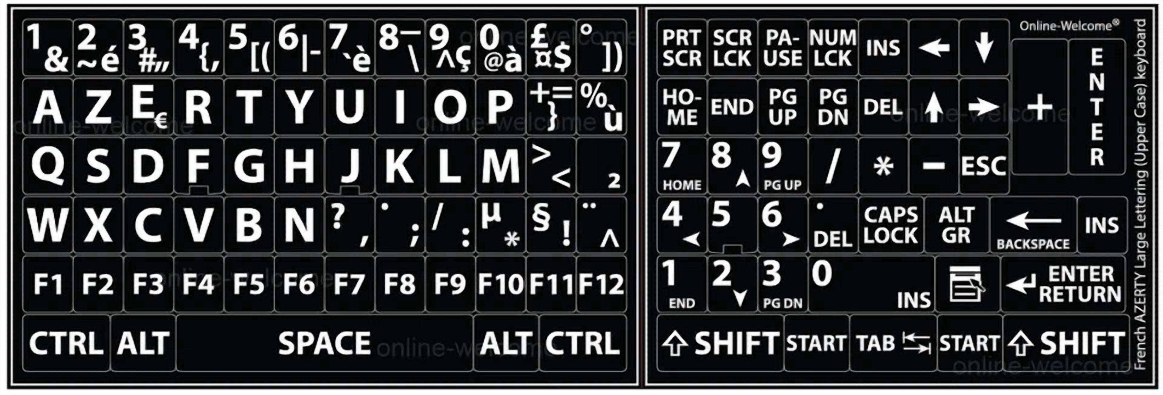 CRESTIN- French Azerty Keyboard Sticker Large Letters Non Transparent Black