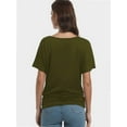thumbnail image 2 of Womens Short Sleeve Boat Neck Side Shirring Dolman Drape Top, 2 of 6