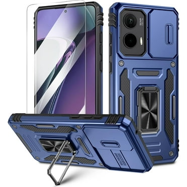 for Motorola Moto G Stylus 5G 2024 Case, Moto G Stylus 5G 2024 Case [Slide Camera Cover][Ring Kickstand][Tempered Glass Screen Protector] Heavy Duty Shockproof Cover Case, Navy Blue