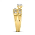 thumbnail image 3 of 10K Yellow Gold His Hers Round Diamond Square Matching Wedding Set 1/12 Cttw, Womens Size: 5-10, Mens Size: 7-13, 3 of 4