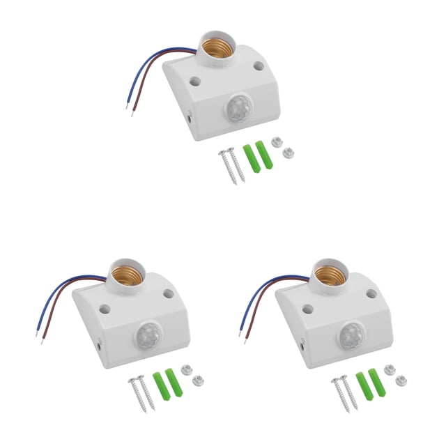 3X Base Portalamparas con Sensor Movimiento Infrarrojos Blanco