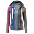 thumbnail image 1 of Pntutb Mujer Casual Bolsillos Con Capucha Rayas Cremallera Manga Larga Tops Sudadera Abrigo Pntutb Pntutb-6778, 1 of 4