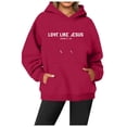 thumbnail image 1 of WEAIXIMIUNG Sweat à Capuche Zippé pour Femmes Sans Capuche Grande Taille 2024 Nouveau Pull à Col Rond Imprimé Lettre pour Femmes Manches Longues de Rue, 1 of 4