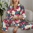 thumbnail image 6 of Daiia Beautiful Flower for Women's Long-Sleeved Pajama Set – Soft & Comfortable Sleepwear Button-Up Pajamas Cozy Lounge Wear-Large, 6 of 7