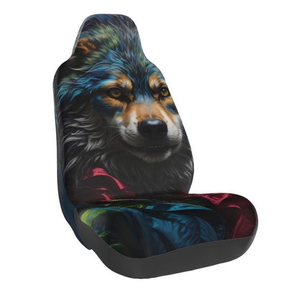 Naloa Vintage Wolf Warrior Car Seat Covers Universal Front Seat Coves for Car Accessories ,Padded Car Covers for Automotive, SUV, Truck, and Van