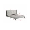 thumbnail image 7 of King Upholstered Platform Bed Frame with 45" Tall Headboard - Button Tufted Linen Bed - Light Beige - Oliver & Smith - Kendall, 7 of 7