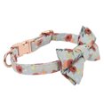 thumbnail image 2 of Collar de pajarita para perro, de algodón, ajustable, con estampado de flores, para gato, con hebilla en D para perros y gatos, flor verde L, 2 of 5