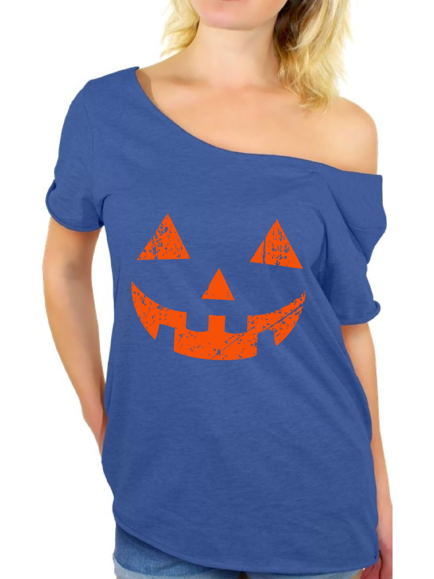 Awkward Styles Halloween Shirts Off the Shoulder Women's Halloween Shirts Jack o Lantern Women