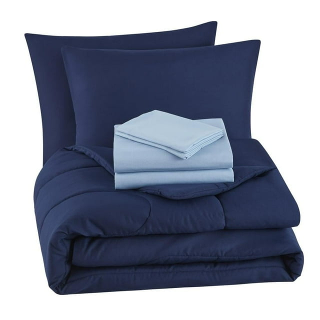 Set de Cama Mainstays King Size Reversible Azul 7 Piezas