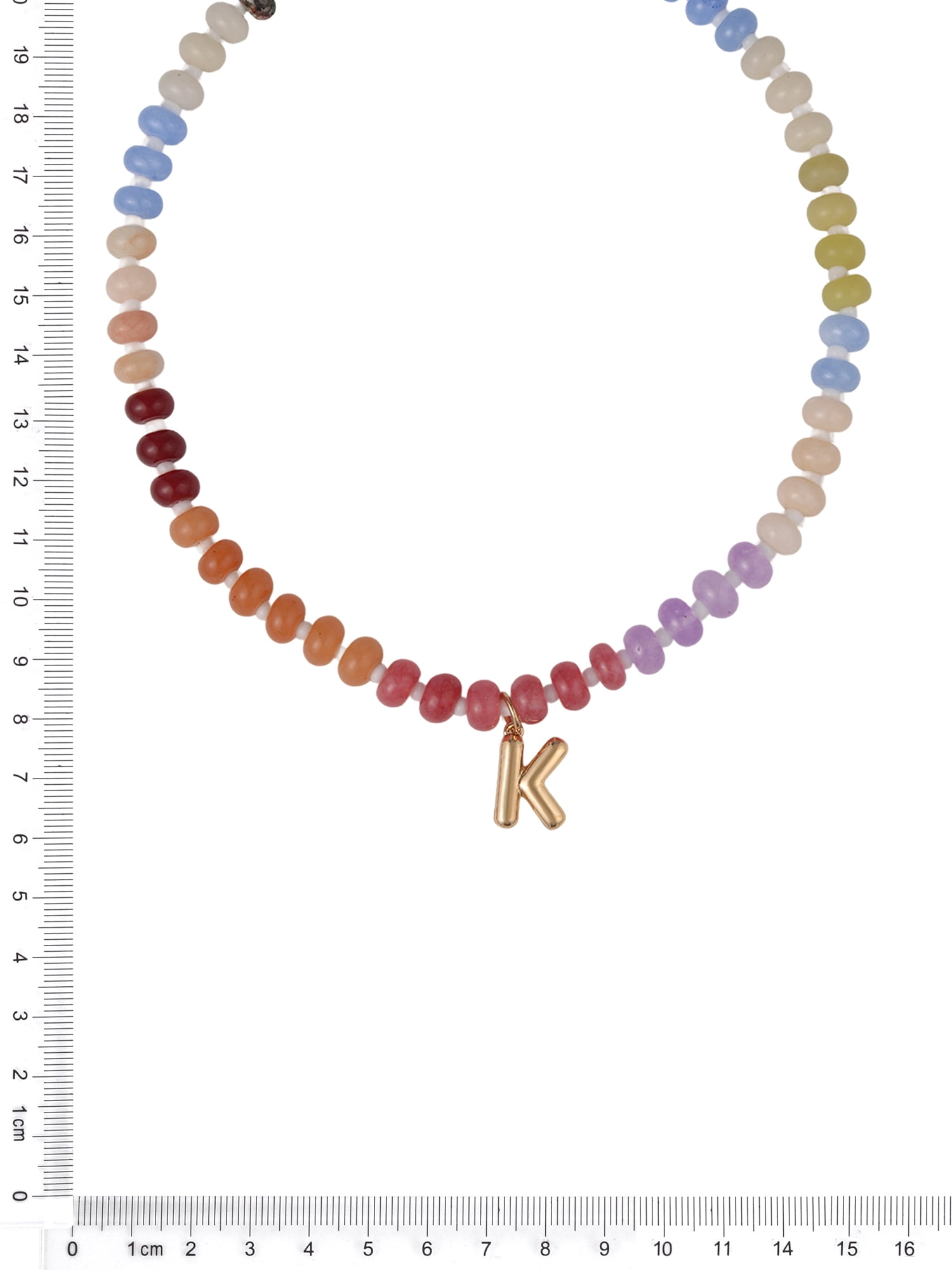 Time and Tru Goldtone Multicolored Bead Initial "K" Necklace
